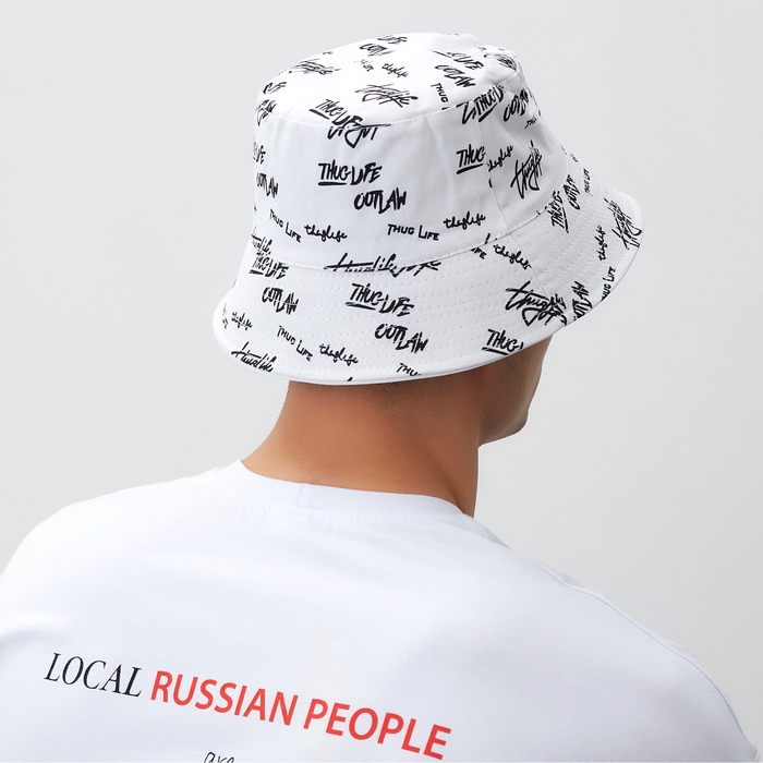 Панама двусторонняя MINAKU с надписями, цвет белый, размер 58
