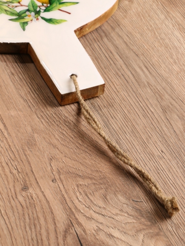 Доска разделочная круглая "Лимоны" дерево манго 36х28 см