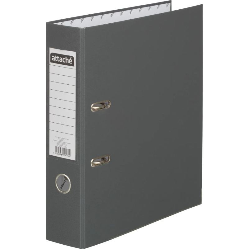 Папка-регистратор 75мм Attache А4, темно-сер., тиснение кожа, мет. угол