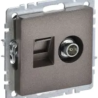 BRITE Розетка двойная TV+RJ45 кат.5E РТВ/РК12-БрТБ темная бронза
