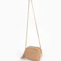 Сумка женская, через плечо, на молнии, 21&times;7&times;14 см, бежевая