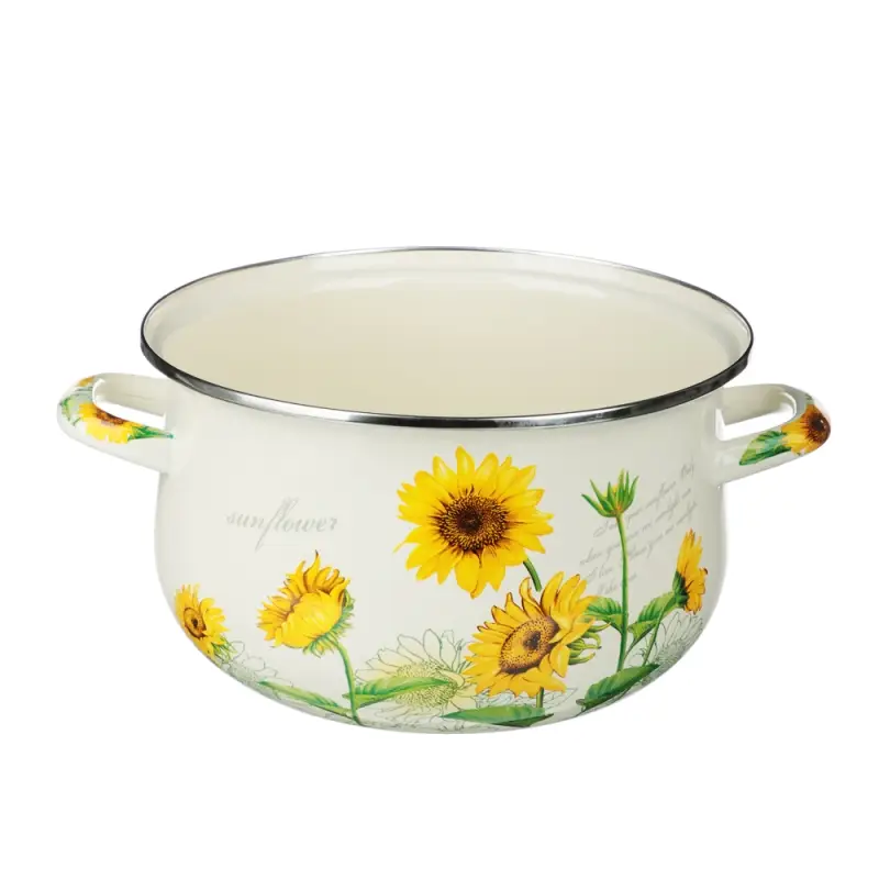 VETTA Подсолнухи Кастрюля эмалированная, 22см, 3,6л, индукция