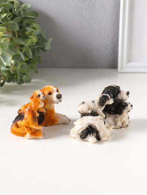 Набор фигурок 2 шт. полистоун &laquo;Собаки с щенками&raquo;, 5.5&times;9.5&times;5.5 см
