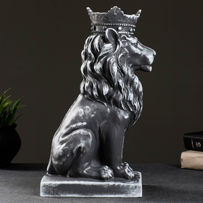 Копилка Копилка "Лев с короной" серый камень, 19х14х35см