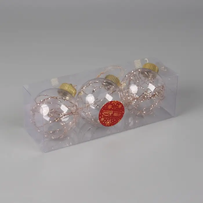 Ёлочные игрушки &laquo;Джотто&raquo;, шары новогодние, d=8 см, набор 3 шт., золото прозрачный