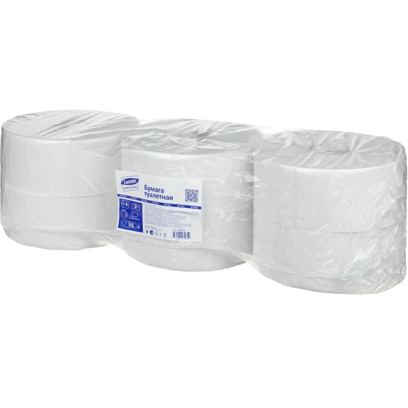 Бумага туалетная д/дисп Luscan Professional 2сл бел втор втул 250м 6рул/уп