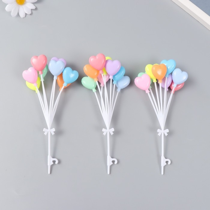 Декор для творчества пластик Декор для творчества пластик "Связка воздушных шаров-сердец" 8 шт 16,6 см