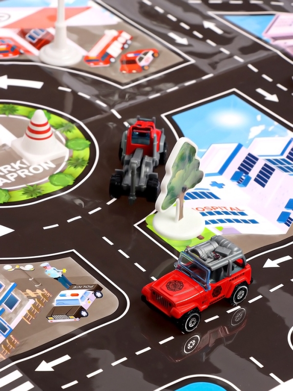 АВТОГРАД Парковка АВТОГРАД Парковка "Пожарный патруль", 6 машин, свет, звук, дым