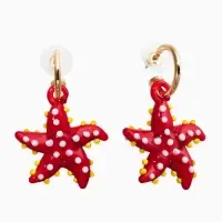 Серьги из стекла &laquo;Море. Звезда&raquo;, красные в золоте
