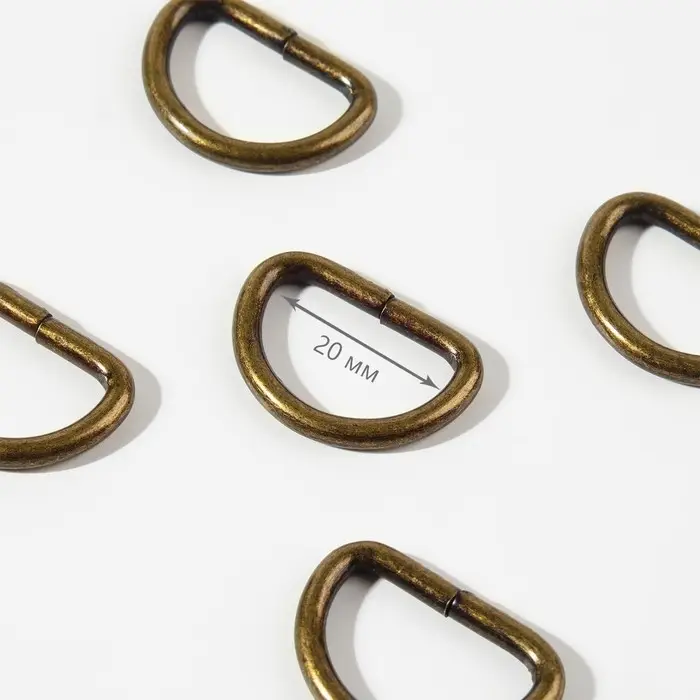 Полукольцо для сумок, d=20 мм, толщина - 3 мм, 10 шт., цвет антик