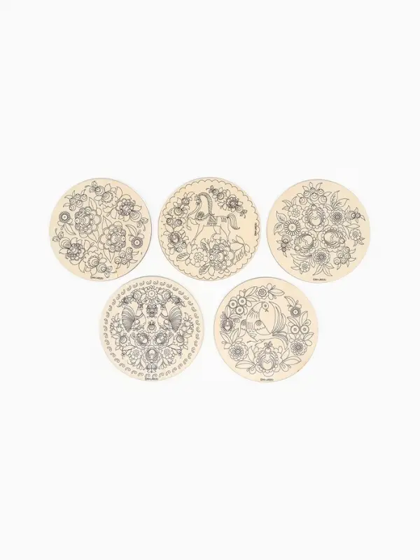 Заготовки для творчества. Роспись по дереву "Городецкая роспись",  5 штук, Т1004