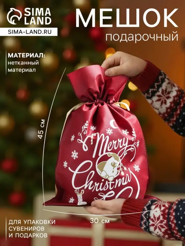 Мешок подарочный новогодний &laquo;Время чудес&raquo;, 30&times;45 см