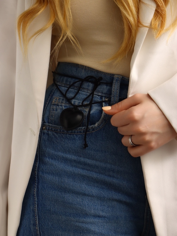 Портупея с кулоном «Сердечко» кожа, трансформер, чёрная, 150 см Портупея с кулоном «Сердечко» кожа, трансформер, чёрная, 150 см