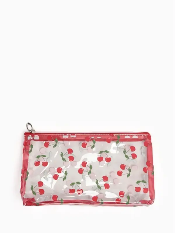 Косметичка ПВХ Вишня 25*5*15, отд на молнии,  прозрачный