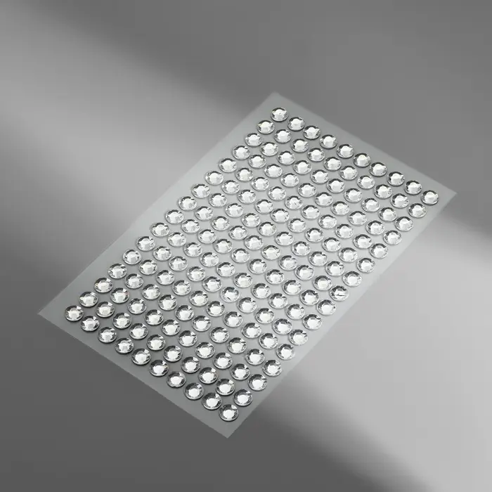 Стразы самоклеящиеся, d=6 мм, 160 шт. на листе, цвет серебряный