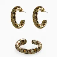 Серьги и каффы QF &laquo;Леопард&raquo;, набор, цвет золото