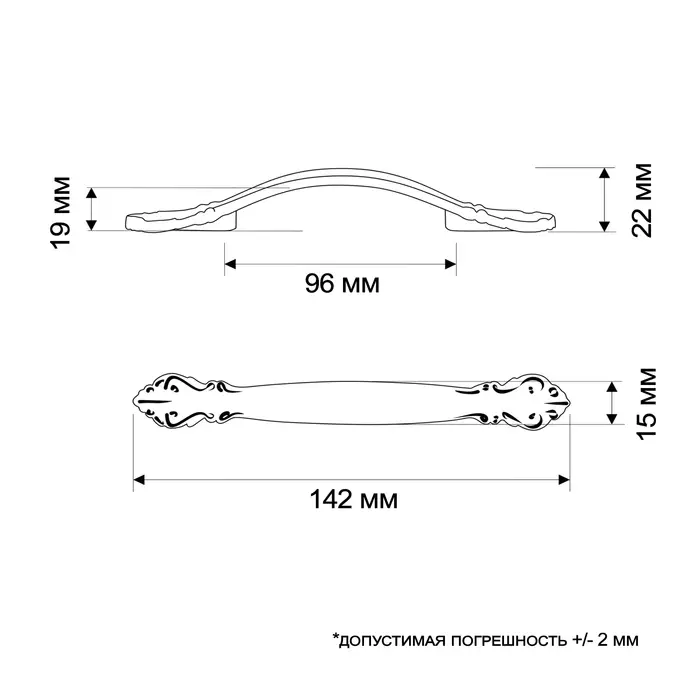 Ручка-скоба ТУНДРА LIGHT, м/о 96 мм, белая, с золотой вставкой, 4 шт.