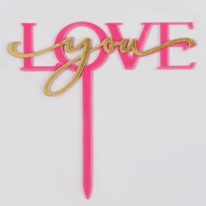 Топпер для торта «Люблю тебя», фуксия Топпер для торта «Люблю тебя», фуксия