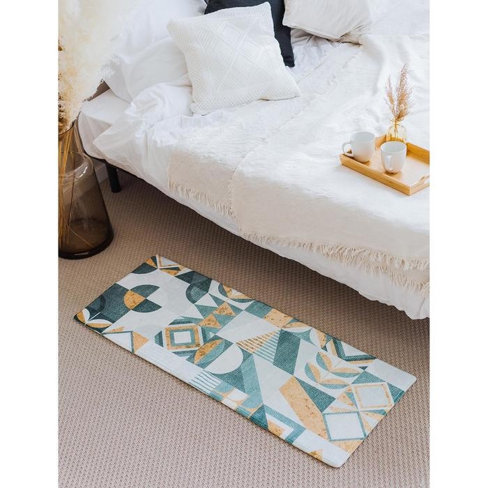 Коврик для ванной Доляна «Тори», 45×120 см, цвет зелёно-жёлтый Коврик для ванной Доляна «Тори», 45×120 см, цвет зелёно-жёлтый