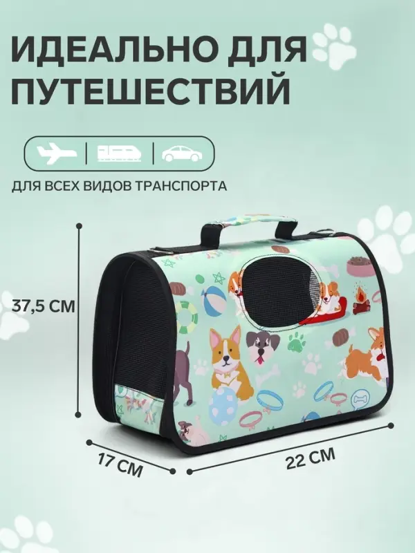 Сумка - переноска для животных &laquo;Верный друг&raquo;, размер S, 37.5&times;17&times;22 см, каркасная