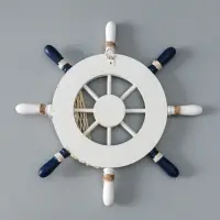 Декор настенный, панно &laquo;Штурвал с морской звездой&raquo;, бело-синий, 33&times;33&times;2 см