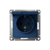 ATLASDESIGN РОЗЕТКА с заземл. со шторк. с крышкой, 16А, IP20, механизм, АКВАМАРИН