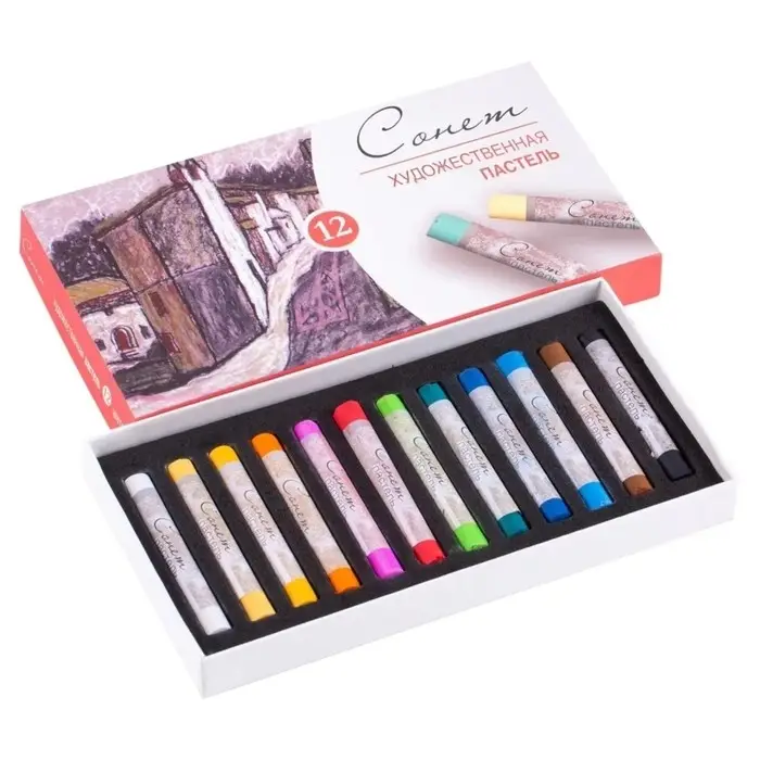 Пастель сухая, набор 12 цвета, Soft, ЗХК &laquo;Сонет&raquo;, d=8 мм /L-60 мм круглое сечение, художественная