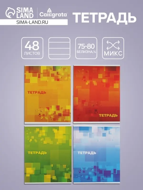 Тетрадь 48 листов в клетку Calligrata «Графика», обложка мелованная бумага, серые листы, МИКС Тетрадь 48 листов в клетку Calligrata «Графика», обложка мелованная бумага, серые листы, МИКС
