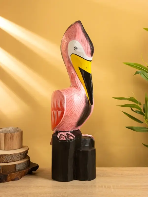 Сувенир Сувенир "Пеликан" дерево 17х17х50 см, цв. розовый
