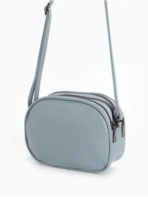 Сумка женская кросс-боди на молнии, 19&times;7&times;15 см, со стёжкой, серо-синяя