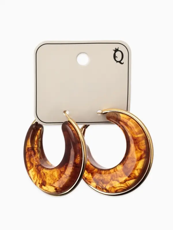 Серьги-кольца акрил &laquo;Тренд&raquo;, янтарные в золоте