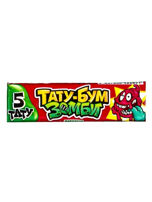 Жевательная резинка в пластинках с татуировками Жевательная резинка в пластинках с татуировками "ТАТУ-БУМ ЗОМБИ" ассорти 12,5гр