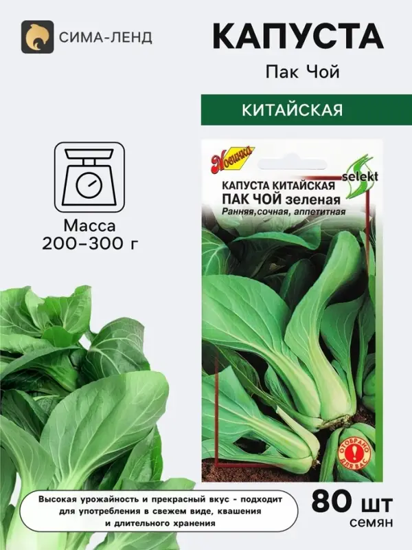 Семена Капуста китайская &laquo;Пак Чой&raquo; 80 шт. ранняя, зелёная, Selekt, &laquo;Дом семян&raquo;