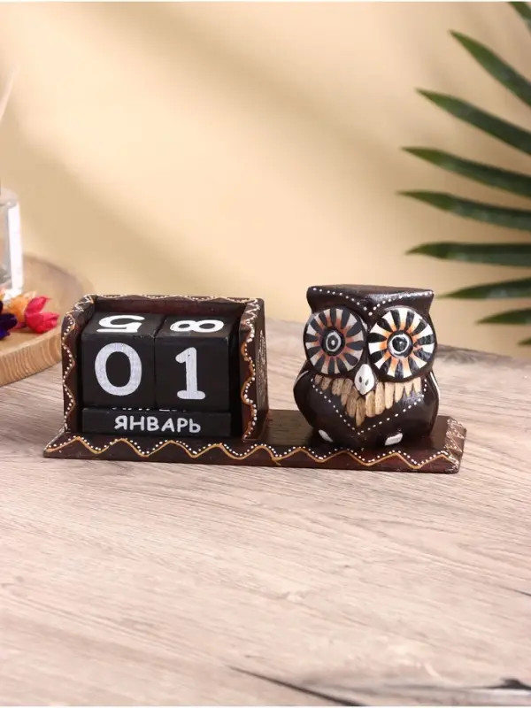 Вечный календарь настольный &laquo;Сова&raquo;, 22&times;7&times;11 см, дерево