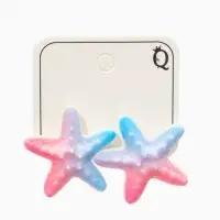 Серьги пластик "Морская звезда", цвет розово-голубой