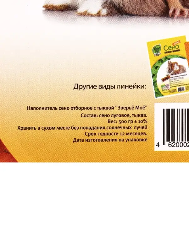 Сено луговое «Зверьё Моё», отборное, ароматное, зеленое, без пыли, тыква, 500 г Сено луговое «Зверьё Моё», отборное, ароматное, зеленое, без пыли, тыква, 500 г