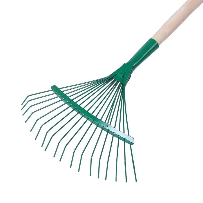 Грабли веерные, проволочные, 18 зубцов, деревянный черенок Грабли веерные, проволочные, 18 зубцов, деревянный черенок