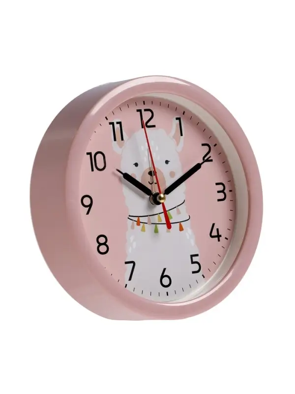 Будильник Будильник "Альпака", плавный ход, d=15см, розовый