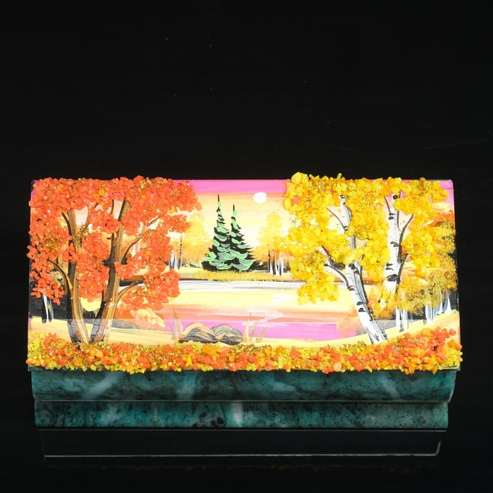 Ларец Ларец "Осень" 15х7х5,5 см, каменная крошка, змеевик