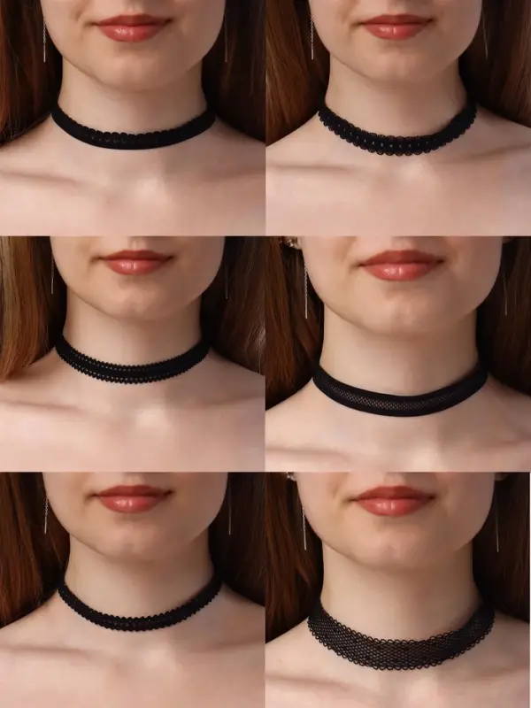 Чокер &laquo;Ассорти&raquo;, ажур, набор 6 шт. чёрный, 30.5 см