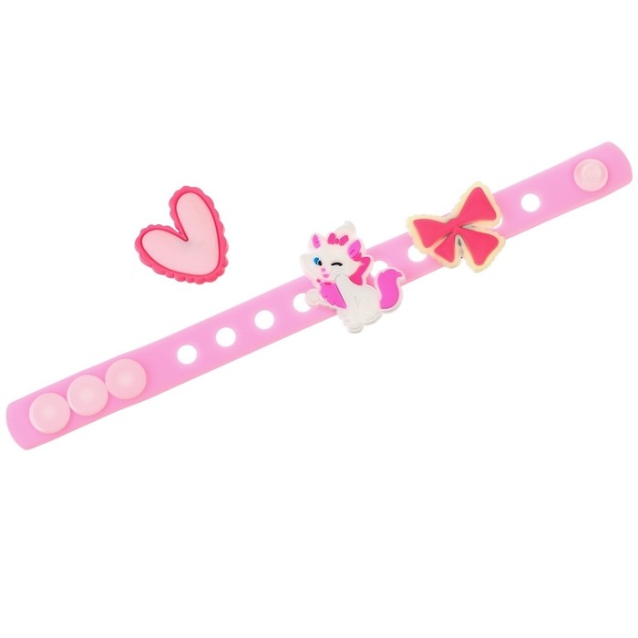 Браслет силиконовый со сменными джибитсами, 3 джибитса в комплекте, Коты аристократы Браслет силиконовый со сменными джибитсами, 3 джибитса в комплекте, Коты аристократы