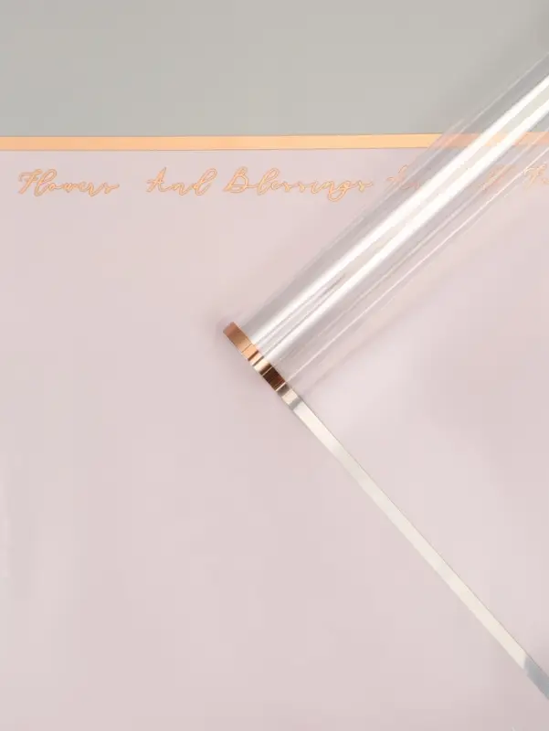 Плёнка для цветов &laquo;Полоса с окном&raquo;, розовая с золотым, 57&times;57&plusmn;2 см