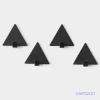 Крючки самоклеящиеся SAVANNA Black Loft, 4 шт., металл, грань 4 см, 4&times;3.9&times;1.5 см, чёрные