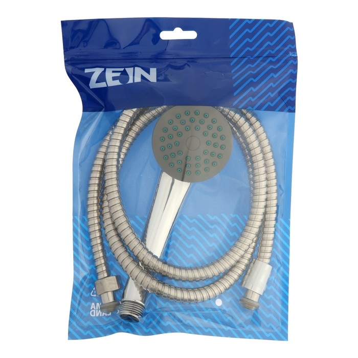 Набор для душа ZEIN Z0101, шланг 150 см, гайки металл, лейка 1 режим Набор для душа ZEIN Z0101, шланг 150 см, гайки металл, лейка 1 режим