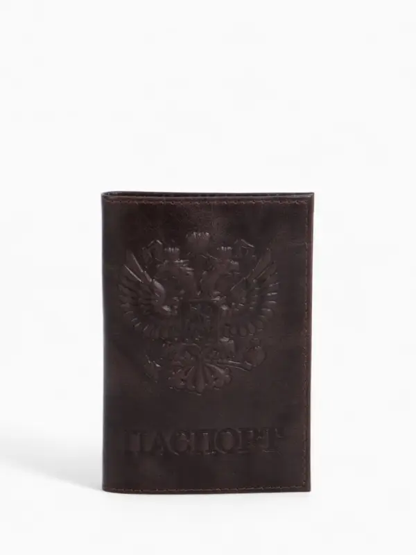 Обложка для паспорта, натуральная кожа пулл-ап, коричневая