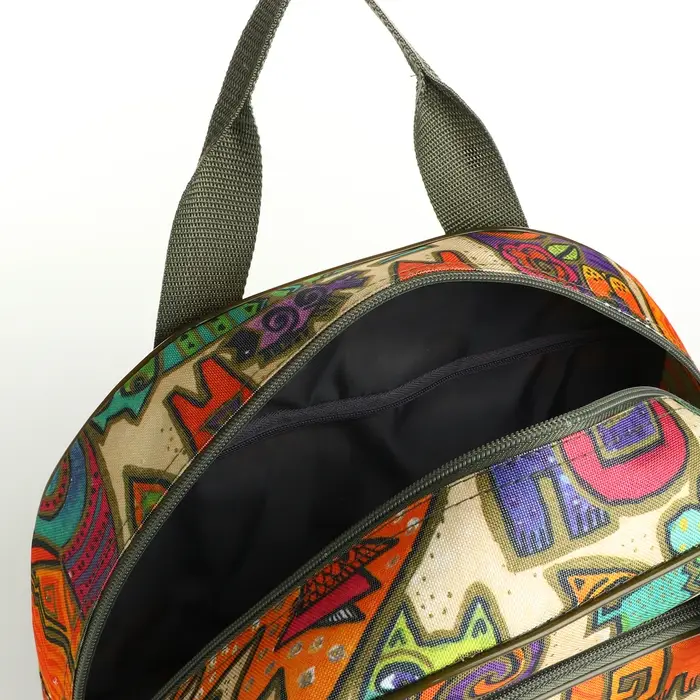 Сумка дорожная на молнии, наружный карман, держатель для чемодана, длинный ремень, цвет бежевый/разноцветный