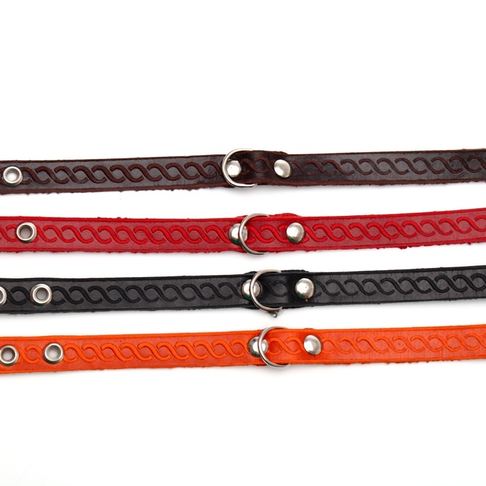 Ошейник кожаный однослойный неукрашенный, 1,2 см, ОШ 20-26 см, микс цветов и видов Ошейник кожаный однослойный неукрашенный, 1,2 см, ОШ 20-26 см, микс цветов и видов