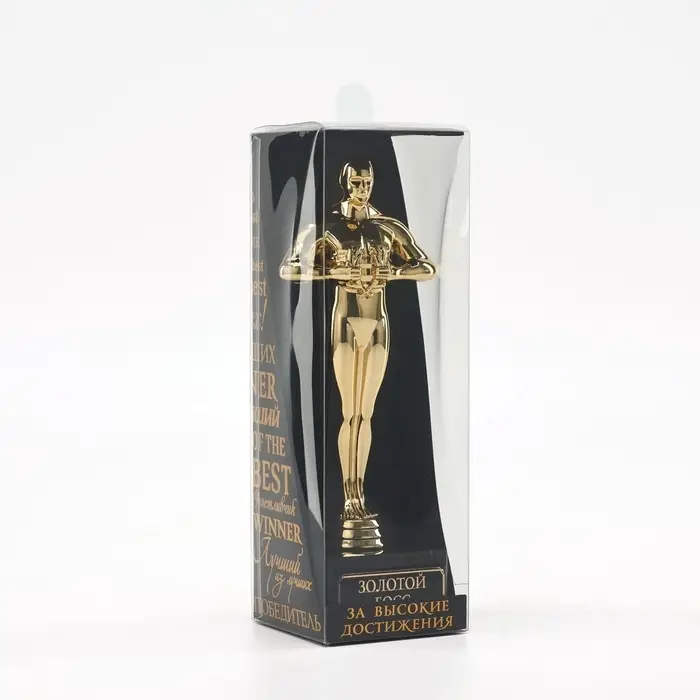 Кубок наградная фигура &laquo;Золотой босс&raquo;, оскар, пластик, подставка камень, 18 см
