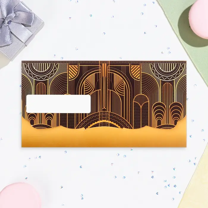 Конверт для денег «Поздравляем!» золотой орнамент, 18.5×8.5 см