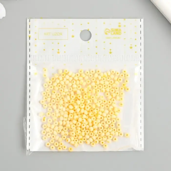 Бисер стекло 8/0  Бисер стекло 8/0 "Маршмеллоу. Матовый. Тёмно-жёлтый" 10 гр